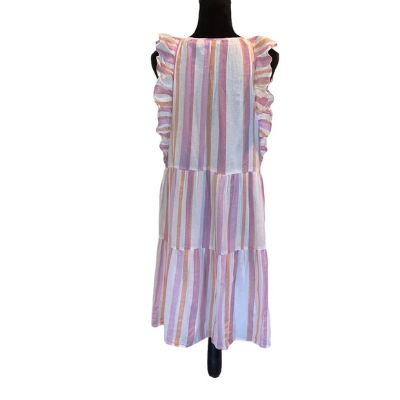 Vero Moda pullover cotton linen blend cap sleeve tiered ruffle dress size large - Picture 7 of 16